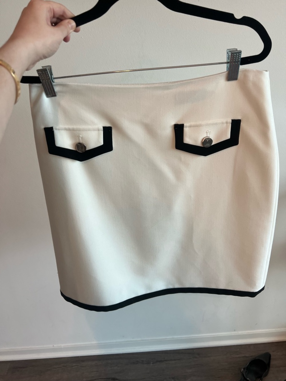 Karl Lagerfeld White Skirt with Black Trim